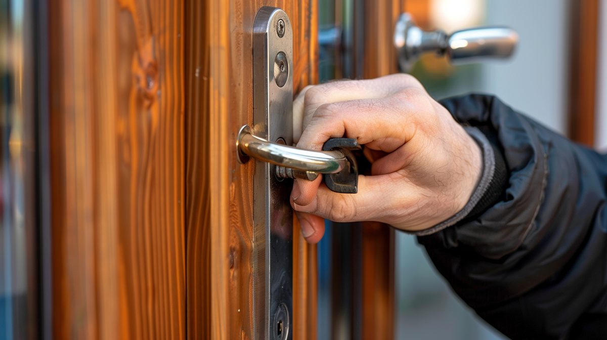 Deadbolt close-up